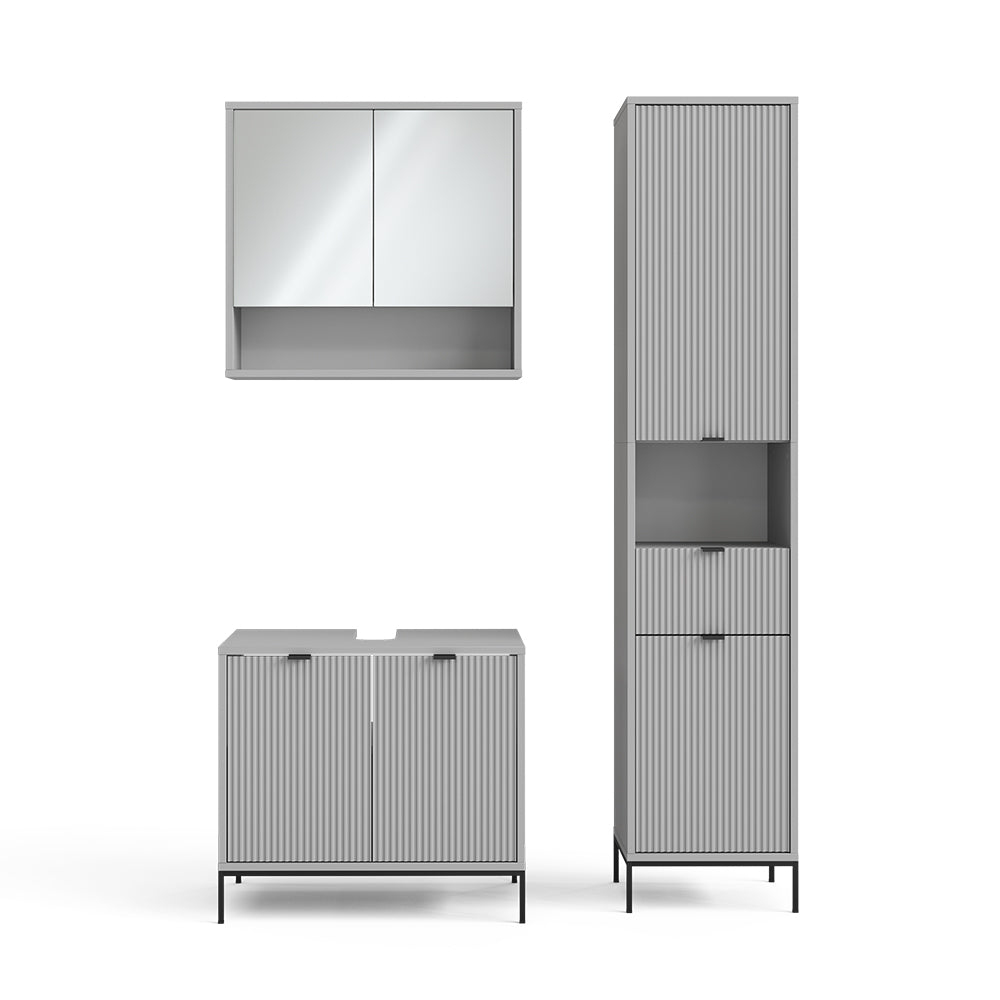 Vicco Set di mobili da bagno Grigio 3 parti, con colonna