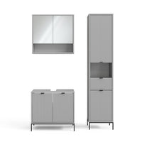 Vicco Set di mobili da bagno Grigio 3 parti, con colonna