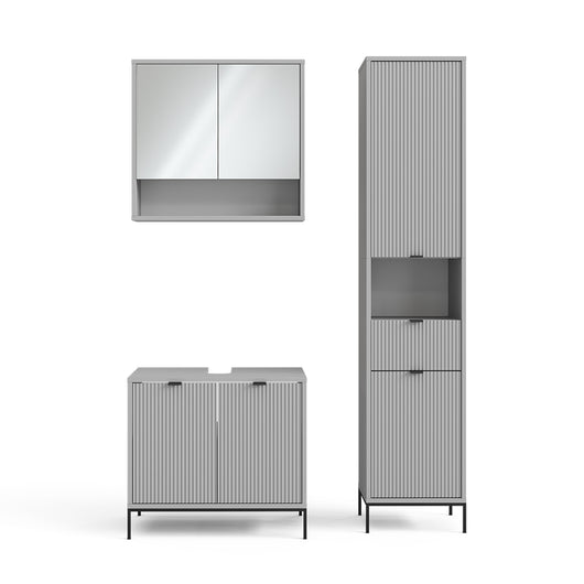 Vicco Set di mobili da bagno Grigio 3 parti, con colonna