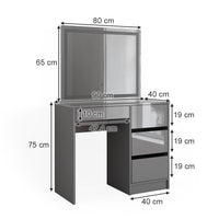 Vicco Set da tavolo per il trucco Grigio 40 cm con specchio a LED