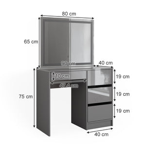 Vicco Set da tavolo per il trucco Grigio 40 cm con specchio a LED