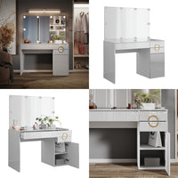 Vicco Tavolo da toeletta Bianco 115 cm con illuminazione a LED