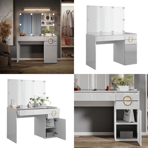 Vicco Tavolo da toeletta Bianco 115 cm con illuminazione a LED