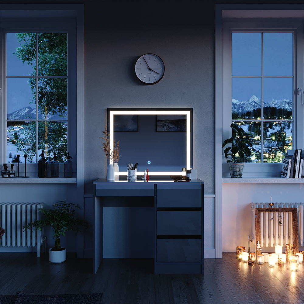 Vicco Set da tavolo per il trucco Grigio 40 cm con specchio a LED