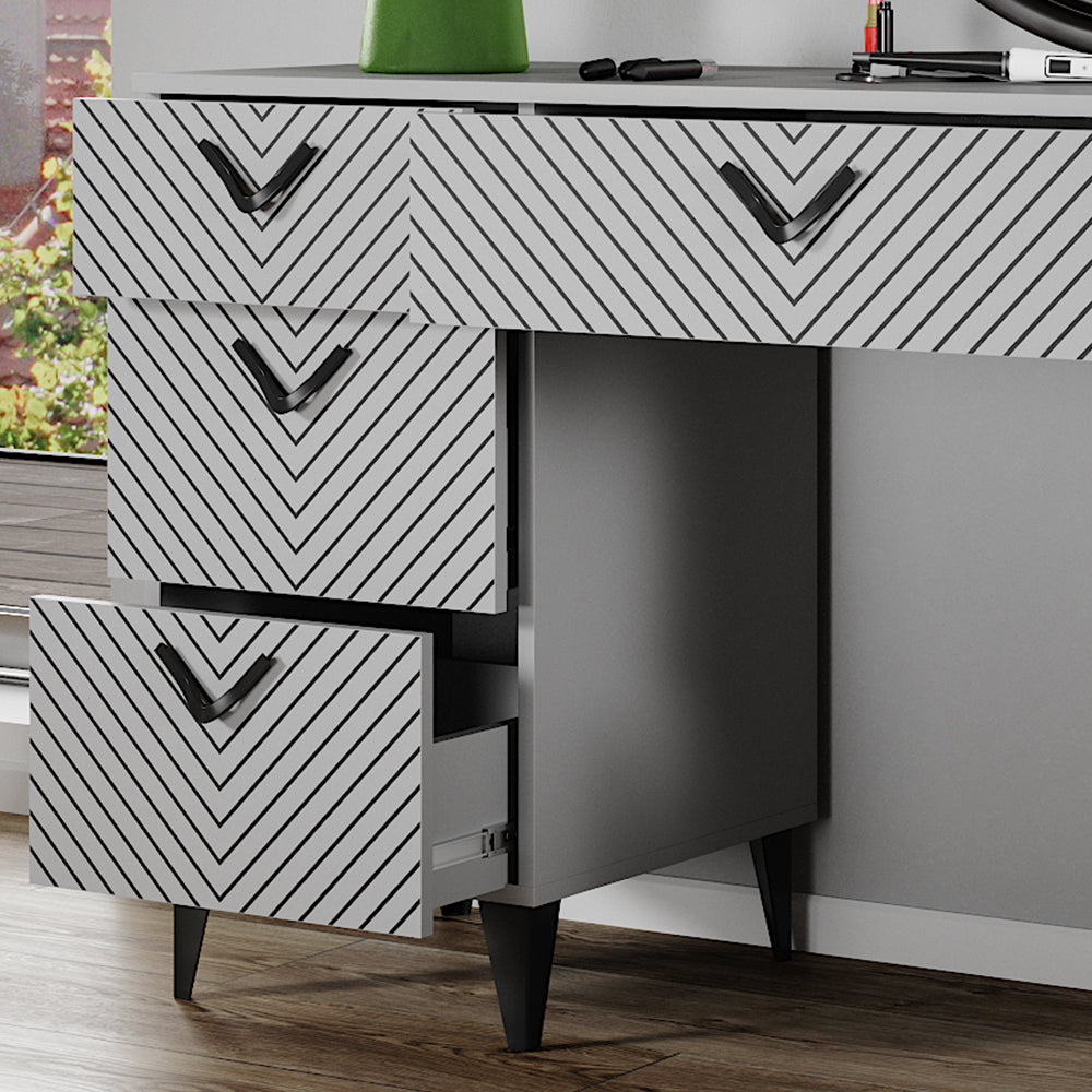 Vicco Tavolo da toeletta Grigio 150 cm senza specchio, con 7 cassetti