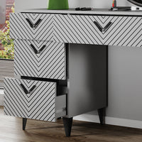 Vicco Tavolo da toeletta Grigio 150 cm senza specchio, con 7 cassetti