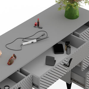 Vicco Tavolo da toeletta Grigio 150 cm senza specchio, con 7 cassetti