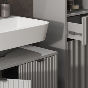 Vicco Set di mobili da bagno Grigio 3 parti, con colonna