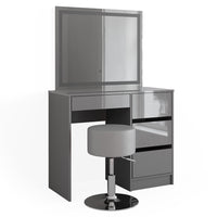 Vicco Tavolo da toeletta Grigio 40 cm con specchio LED e sgabello