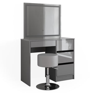 Vicco Tavolo da toeletta Grigio 40 cm con specchio LED e sgabello