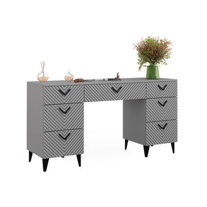 Vicco Tavolo da toeletta Grigio 150 cm senza specchio, con 7 cassetti