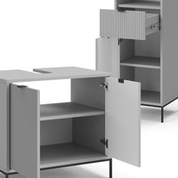 Vicco Set di mobili da bagno Grigio 3 parti, con colonna