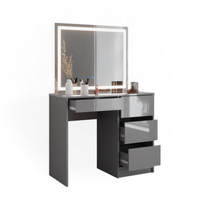 Vicco Set da tavolo per il trucco Grigio 40 cm con specchio a LED