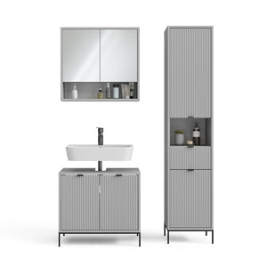 Vicco Set di mobili da bagno Grigio 3 parti, con colonna