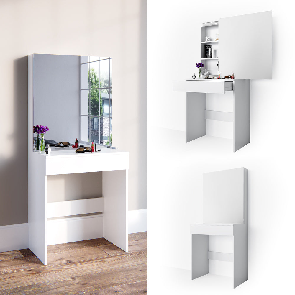 Comodino Vicco bianco, con specchio, 68 cm