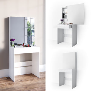 Comodino Vicco bianco, con specchio, 68 cm