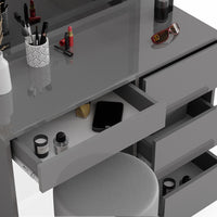 Vicco Tavolo da toeletta Grigio 40 cm con specchio LED e sgabello