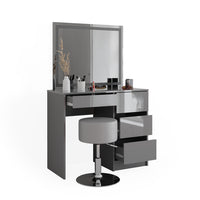 Vicco Tavolo da toeletta Grigio 40 cm con specchio LED e sgabello