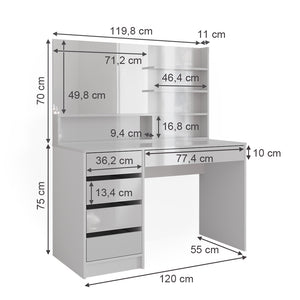 Vicco Tavolo da toeletta Bianco 55 cm con specchio