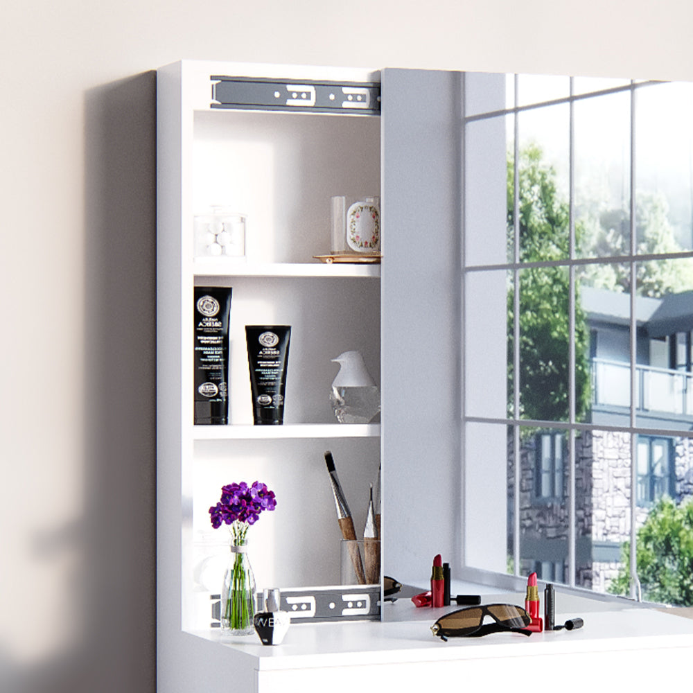 Comodino Vicco bianco, con specchio, 68 cm