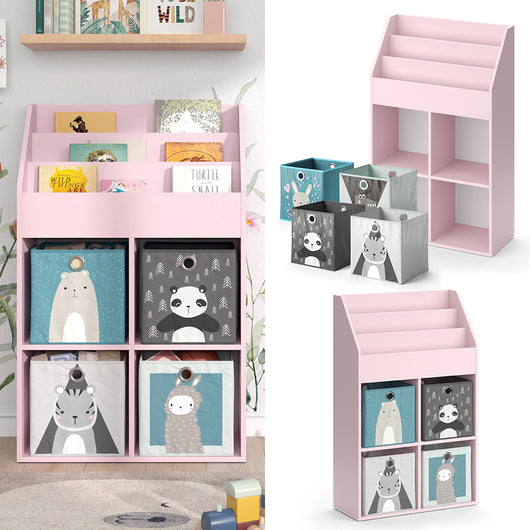 Vicco Libreria bambini rosa 72 x 114.2 cm con 4 scatole pieghevoli