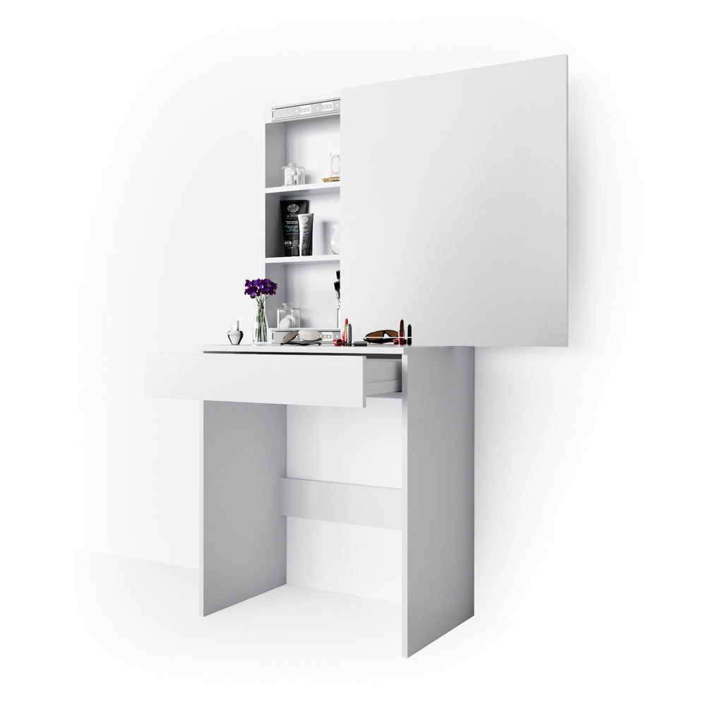 Comodino Vicco bianco, con specchio, 68 cm