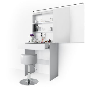 Comodino Vicco bianco, con specchio, 68 cm