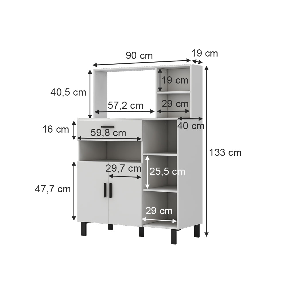 Vicco Mobile cucina dispensa Bianco 90 cm