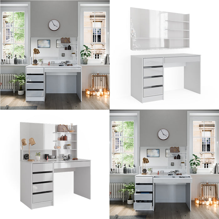 Vicco Tavolo da toeletta Bianco 55 cm con specchio