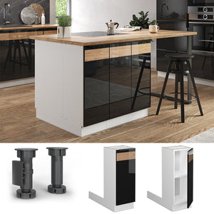 Vicco Isola cucina Rovere nero lucido 30 cm Senza piano di lavoro
