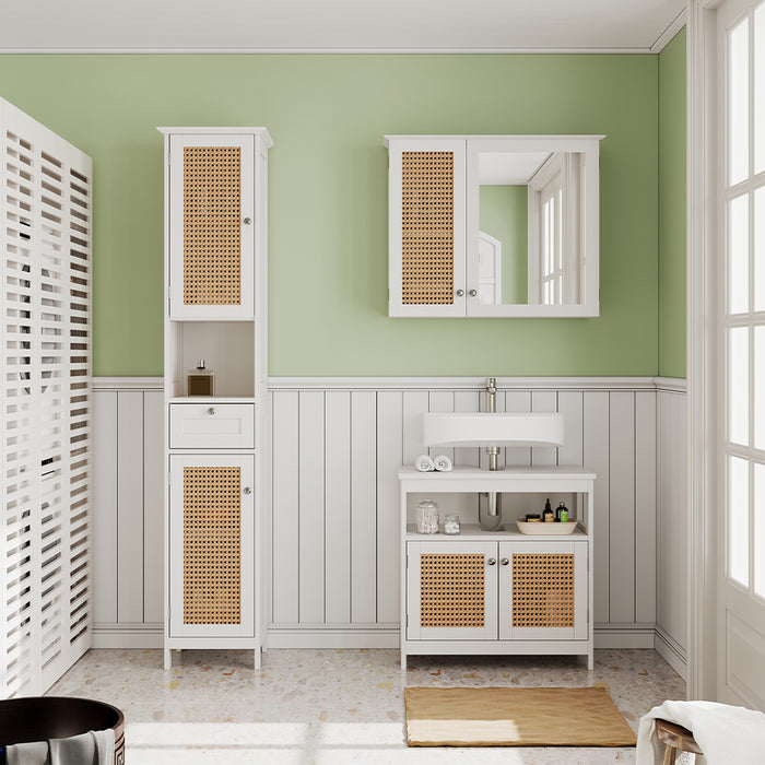 Vicco Armadio per il bagno Bianco 32 x 170 cm con 2 ante e cassetto