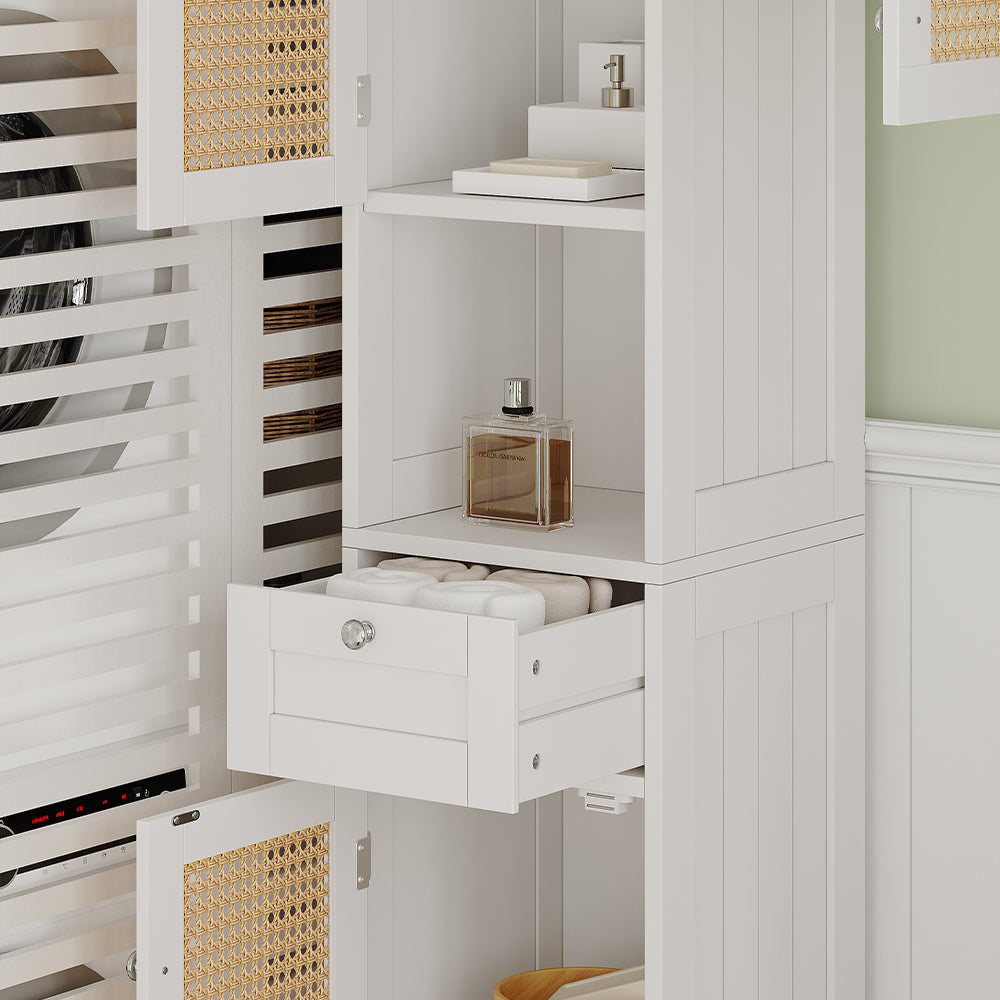 Vicco Armadio per il bagno Bianco 32 x 170 cm con 2 ante e cassetto