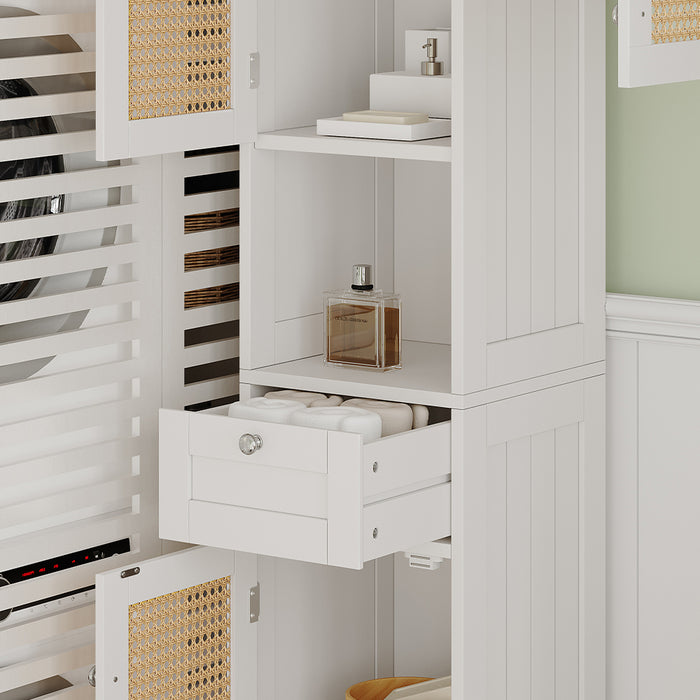 Vicco Armadio per il bagno Bianco 32 x 170 cm con 2 ante e cassetto