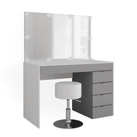 Vicco Tavolo da toeletta Bianco/grigio/grigio 115 cm con illuminazione LED e sgabello