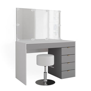 Vicco Tavolo da toeletta Bianco/grigio/grigio 115 cm con illuminazione LED e sgabello