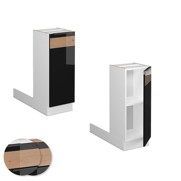 Vicco Isola cucina Rovere nero lucido 30 cm Senza piano di lavoro