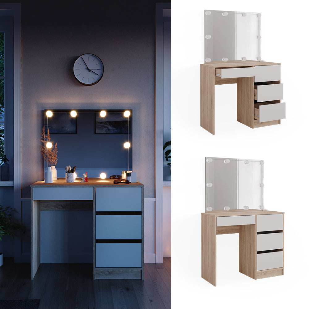 Vicco Tavolo da toeletta Sonoma 40 cm con illuminazione a LED