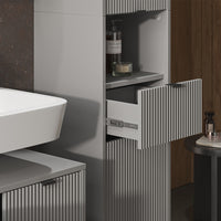 Vicco Armadio per il bagno Grigio 40 x 190 cm con ante e cassetto