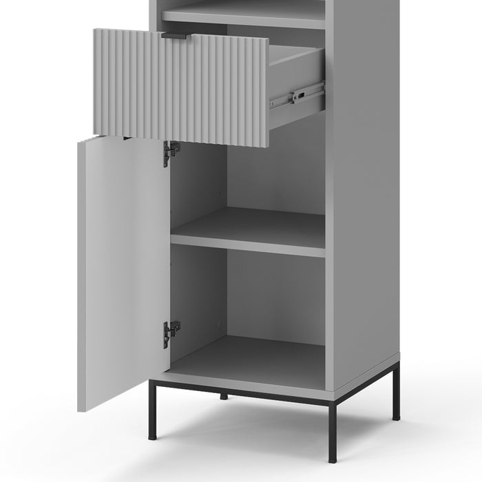 Vicco Armadio per il bagno Grigio 40 x 190 cm con ante e cassetto