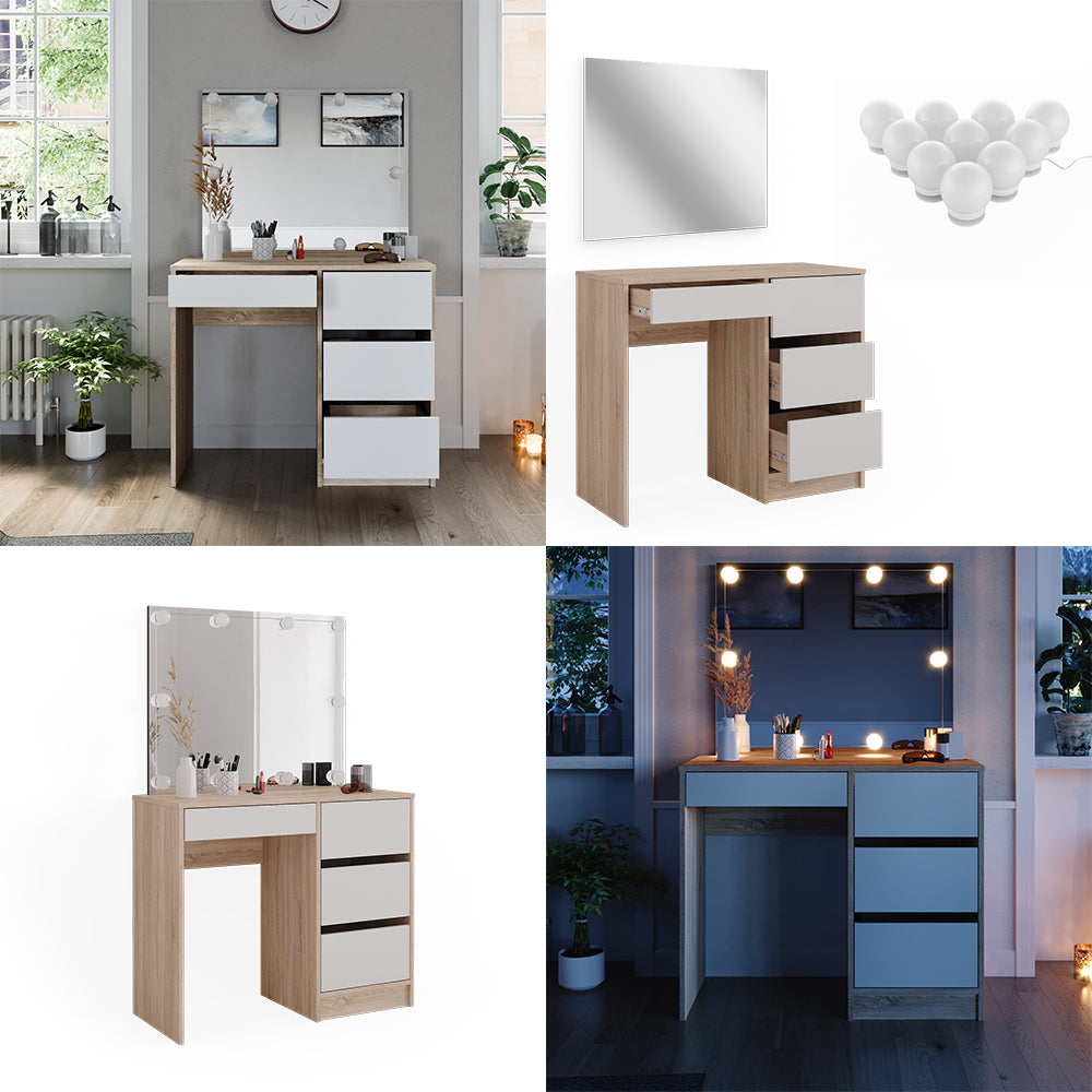 Vicco Tavolo da toeletta Sonoma 40 cm con illuminazione a LED