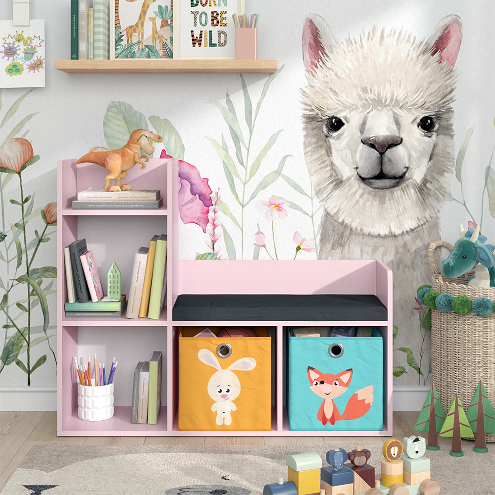 Vicco Libreria bambini rosa 107.2 x 88.6 cm con 2 scatole pieghevoli (colorate)