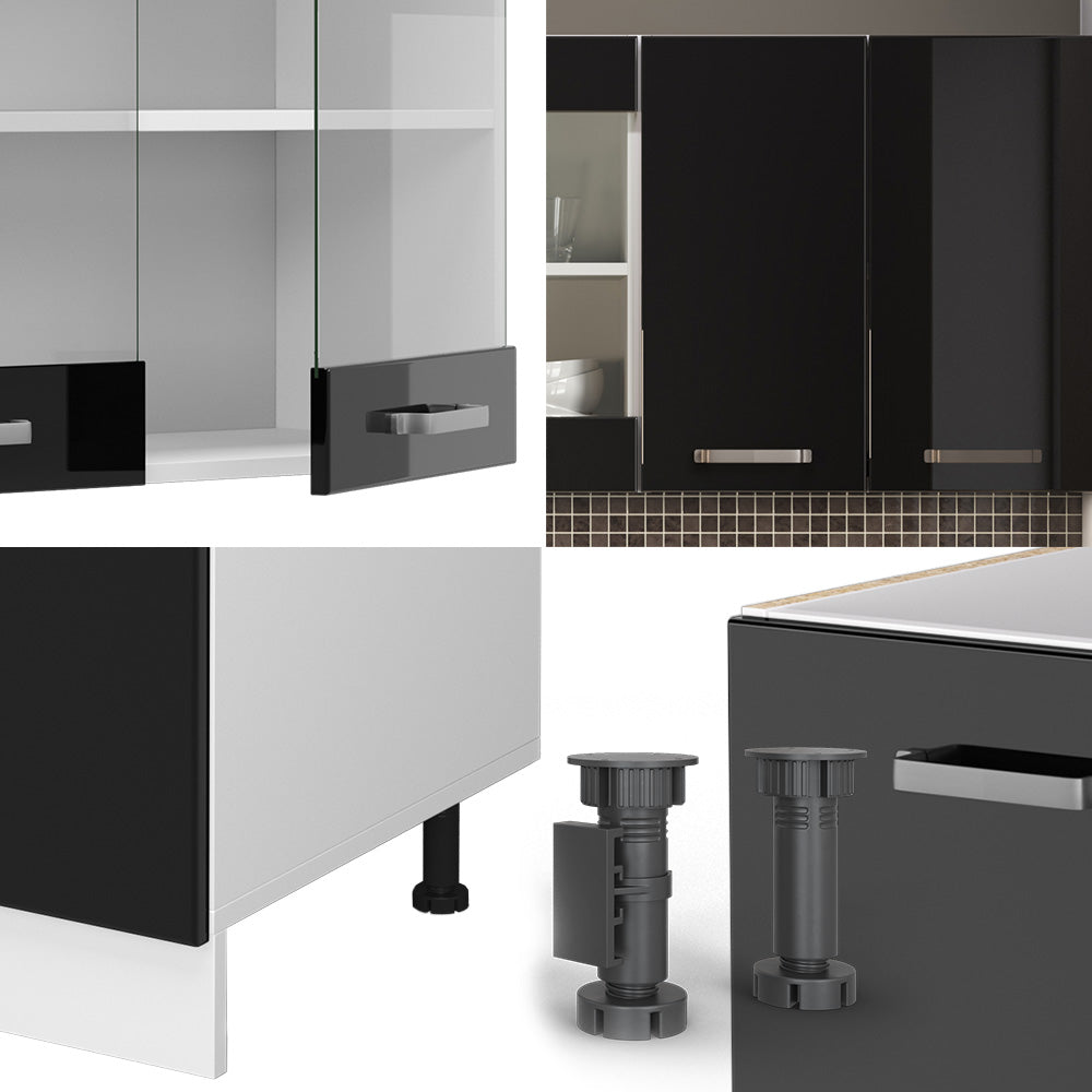 Vicco Cucina monoblocco Nero lucido/bianco 140 cm , PL Antracite