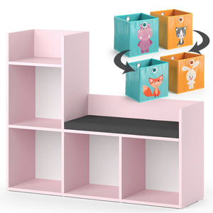 Vicco Libreria bambini rosa 107.2 x 88.6 cm con 2 scatole pieghevoli (colorate)