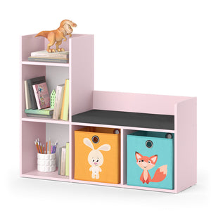 Vicco Libreria bambini rosa 107.2 x 88.6 cm con 2 scatole pieghevoli (colorate)
