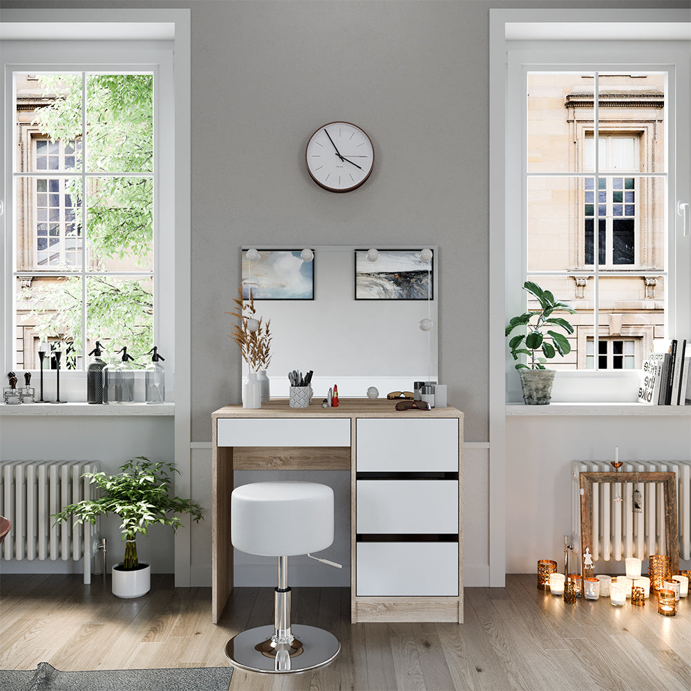 Vicco Tavolo da toeletta Sonoma 40 cm con illuminazione a LED e sgabello