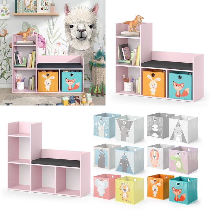 Vicco Libreria bambini rosa 107.2 x 88.6 cm con 2 scatole pieghevoli (colorate)