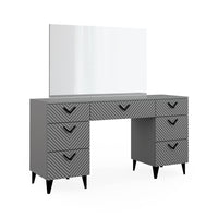 Vicco Tavolo da toeletta Grigio 150 cm con 7 cassetti