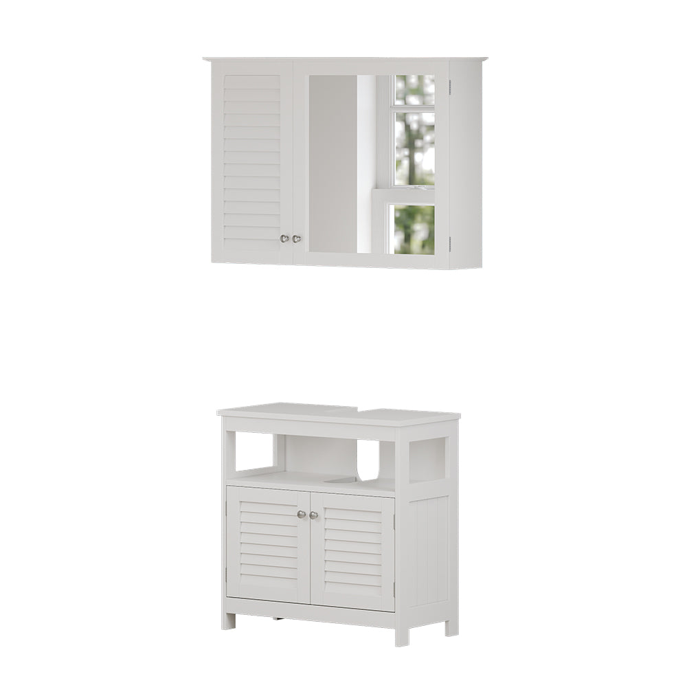 Vicco Set di mobili da bagno Bianco 2 parti, base con ripiano intermedio