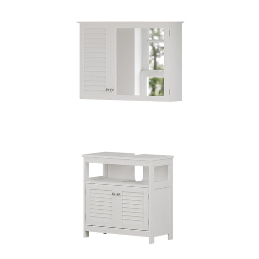 Vicco Set di mobili da bagno Bianco 2 parti, base con ripiano intermedio