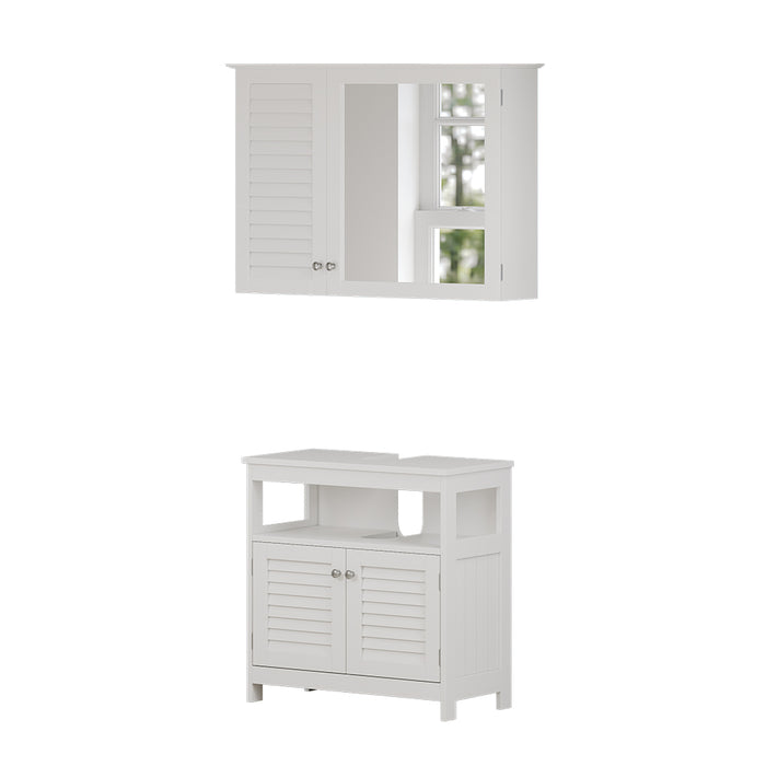 Vicco Set di mobili da bagno Bianco 2 parti, base con ripiano intermedio